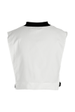White Sexy Solid Patchwork V Neck Tops