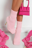 Pink Fashion Casual Patchwork Solid Color Stiletto Boots