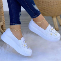 White Casual Split Joint Appliques Round Comfortable Out Door Sport Wedges Shoes