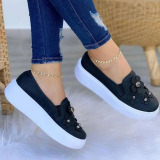 Black Casual Patchwork Appliques Round Comfortable Out Door Sport Wedges Shoes