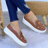 White Casual Patchwork Appliques Round Comfortable Out Door Sport Wedges Shoes