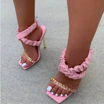 Pink Fashion Casual Patchwork Chains Square Out Door Shoes