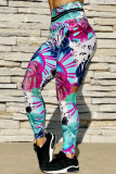 Blue Casual Sportswear Print Ripped Patchwork