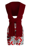 Red Fashion Sexy Print Bandage Sleeveless Two Pieces