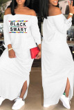 Khaki Fashion Casual Print Off the Shoulder One Step Skirt Dresses