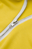 Yellow Fashion Casual Solid Basic Hooded Collar Long Sleeve Two Pieces