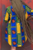 Multicolor Casual Print Split Joint Zipper Dresses