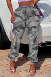 Pink Elastic Fly Mid camouflage Straight Pants Bottoms