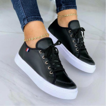 Black Fashion Casual Bandage Split Joint Solid Color Round Comfortable Out Door Shoes