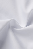 White Casual Solid Split Joint Zipper Turndown Collar Regular Jumpsuits