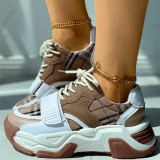Khaki Fashion Casual Sportswear Patchwork Frenulum Round Comfortable Shoes