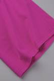 Purple Fashion Casual Solid Patchwork Oblique Collar Regular Jumpsuits