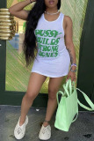 Green Sexy Street Print Split Joint U Neck Pencil Skirt Dresses