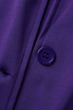 Purple Casual Solid Split Joint Turn-back Collar Long Sleeve Two Pieces