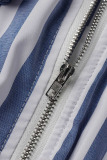 Black Casual Striped Print Patchwork Zipper Strapless Regular Jumpsuits