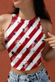 Black Red Fashion Casual Print Basic O Neck Tops