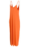 Orange Sweet Slip Solid Plus Size