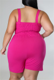 Black Sexy Casual Solid Backless Square Collar Plus Size Romper