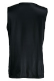 Black Fashion Casual Print Tassel Patchwork V Neck T-Shirts