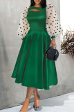 Ink Green Elegant Solid Patchwork O Neck Evening Dress Dresses