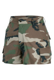 Camouflage Casual Print Camouflage Print High Waist Straight Full Print Bottoms