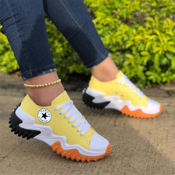 Yellow Fashion Casual Bandage Patchwork Square Comfortable Out Door Sport Shoes