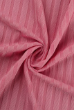 Pink Fashion Print Patchwork Strapless Sleeveless Three Pieces