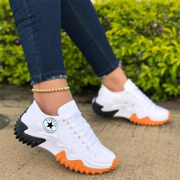 White Fashion Casual Bandage Patchwork Square Comfortable Out Door Sport Shoes