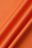 Tangerine Red Fashion Print Patchwork V Neck Pencil Skirt Dresses