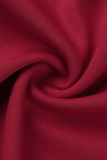 Red Fashion Casual Solid Tassel Patchwork Slit O Neck Pencil Skirt Dresses