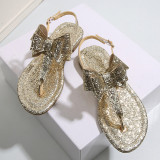 Gold Fashion Casual Simplicity Patchwork With Bow Round Out Door Shoes