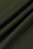 Army Green Fashion Casual Solid Tassel Regular High Waist Pencil Trousers