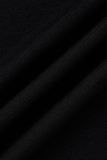 Black Fashion Casual Print Tassel Patchwork V Neck T-Shirts