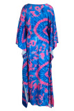 Purple Fashion Casual Print Patchwork V Neck Long Dress