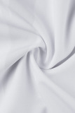 White Fashion Casual Plus Size Print Basic O Neck Sleeveless Dress