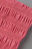 Rose Red Sexy Solid Patchwork Fold Stringy Selvedge Spaghetti Strap A Line Dresses