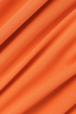 Orange Fashion Solid Patchwork One Shoulder Pencil Skirt Dresses