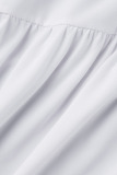 White Fashion Casual Plus Size Print Basic O Neck Sleeveless Dress