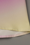 Gradient Color Fashion Casual Print Bandage Backless Halter Sleeveless Dress Dresses