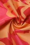 Orange Fashion Casual Print Patchwork Off the Shoulder Tops