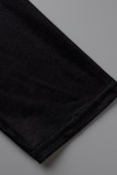 Black Casual Print Bandage Patchwork V Neck Straight Dresses