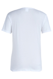 White Fashion Casual Letter Print Basic O Neck T-Shirts