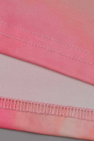 Pink Fashion Sexy Plus Size Print Tie Dye Basic U Neck Vest Dress