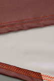 Orange Pink Casual Print Patchwork Slit Oblique Collar Straight Dresses