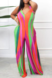 Multi-color Fashion Sexy Print Halter Jumpsuits