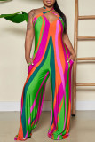 Multi-color Fashion Sexy Print Halter Jumpsuits