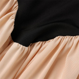 Black Fashion Casual Print Patchwork O Neck Short Sleeve Dress