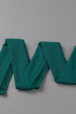 Green Elegant Solid Bandage Patchwork V Neck Straight Jumpsuits