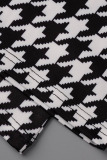 Black Casual Plaid Print Patchwork Zipper V Neck Plus Size Jumpsuits