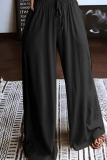 Black Casual Solid Patchwork Loose High Waist Wide Leg Solid Color Bottoms